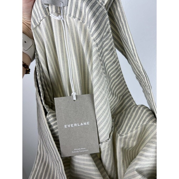 NEW Everlane Stripe Sleeveless Jumpsuit 10 Fatigue Apron Pockets Elastic Waist - Picture 11 of 12